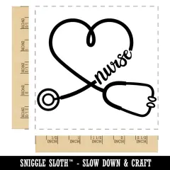 Nurse Heart Stethoscope Square Rubber Stamp for Stamping Crafting