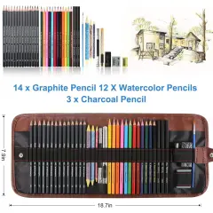 39 Pieces Sketching Pencil Set Drawing Pen Charcoal Sketch Kit Cover Graphite Pencils Charcoal Pencils Watercolor Pencils Paper Erasable Pen Beginners Artist Children and Adults(Art Supplies)
