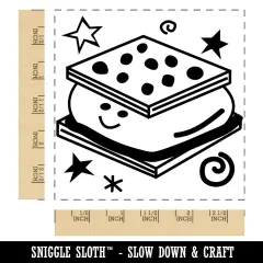 Happy Smores Campfire Camping Square Rubber Stamp for Stamping Crafting