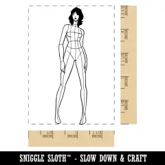Fashion Illustration Croquis Template Rectangle Rubber Stamp for Stamping Crafting