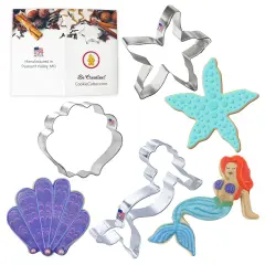 CookieCutter.Com Under The Sea Cookie Cutter 3 Pc Set &ndash; 3.5 in Seashell, 4 in Starfish, 4.5 in Mermaid