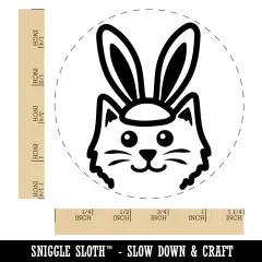 Easter Cat with Bunny Ears Rubber Stamp for Stamping Crafting Planners