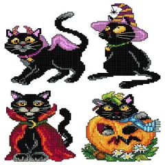Halloween Cats Counted Cross-Stitch Kit