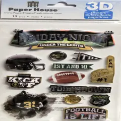 Paper House Friday Night Under The Lights Dimensional 3D Football Stickers
