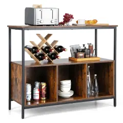 Modern Kitchen Buffet Sideboard with 3 Compartments Rustic Brown