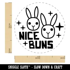 Nice Buns Bunny Rabbit Pun Self-Inking Rubber Stamp Ink Stamper for Stamping Crafting Planners Green