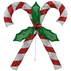 Northlight Double Candy Cane Lighted Outdoor Christmas Decoration - 26" - Clear Lights Red