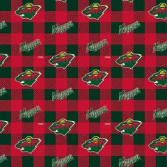 Sykel Enterprises NHL Team Fleece Blanket Fabric-Minnesota Wild Buffalo Plaid Fleece Fabric