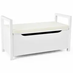Shoe Bench Hallway Entryway Storage Rack with Cushion Seat White