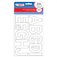 Creative Start Vinyl Self-Adhesive Letters and Numbers, 2", Helvetica Font, White, 133 count