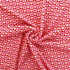 Pink Valentine Block Hearts Bullet Fabric 1 yard