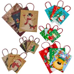 Northlight 20-Count Assorted Paper Christmas Themed Gift Bags Multi