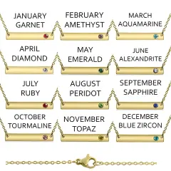 18k Gold PVD Coated Stainless Steel Bar Birthstone Necklace November/Topaz