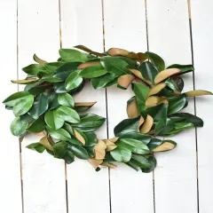 27" Faux Magnolia Leaf Wreath