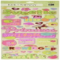 K & Company Berry Sweet Words & Icons Adhesive Chipboard Stickers