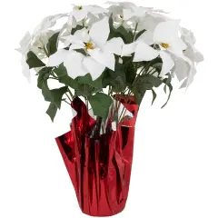 Northlight Artificial Christmas Poinsettia Flowers with Wrapped Base - 22" - White