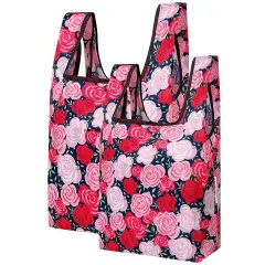 Wrapables JoliBag Collection Reusable Shopping Bag (Set of 2) Pink Roses