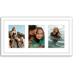 Americanflat 10x20 Collage Picture Frame - Displays (3) 5x7 Photos with Mat or (1) 10x20 Photo without Mat - Wall Gallery Decor - Plexiglass Cover - Hanging Hardware - Black