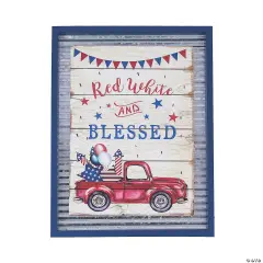 Patriotic Red White & Blessed Wall Sign