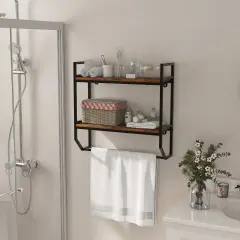 Over The Toilet Shelf Wall Mounted With Metal Frame For Bathroom