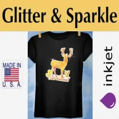 Gold Glitter Heat Transfer Paper for Inkjet Printer (5 Sheets, 8.5x11'') Printable Heat Transfer Vinyl for T Shirts Iron on Transfers for Light & Dark Fabrics