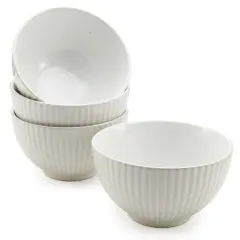 American Atelier Fluted Cereal Bowls | Set of 4 22-Ounce - White