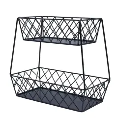 Gourmet Basics by Mikasa Lattice Farm Storage Basket, 2 Tier, Black