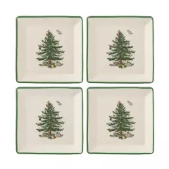 Spode Christmas Tree Collection Tidbit Square Plates, Set of 4 5 Inch