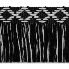 10 yards of Sebastian 1 3/8" Diamond Head Fringe Trim | 10 yard cut Black/White