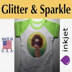 Green Glitter Heat Transfer Paper for Inkjet Printer (10 Sheets, 8.5x11'') Printable Heat Transfer Vinyl for T Shirts Iron on Transfers for Light & Dark Fabrics