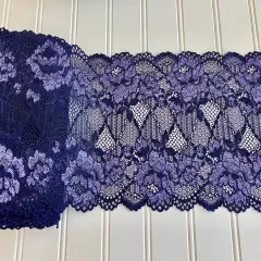 Kitcheniva 6&rdquo;Wide Stretch Lavender & Navy Blue Embroidered Lace