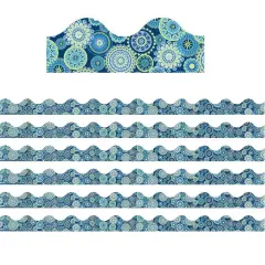 Blue Harmony Mandala Scalloped Deco Trim&reg;, 37 Feet Per Pack, 6 Packs