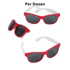 Adults Red & White Two-Tone Sunglasses 12 Pieces