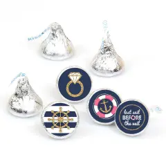 Big Dot of Happiness Last Sail Before the Veil - Nautical Bachelorette Party Round Candy Sticker Favors - Labels Fits Chocolate Candy (1 Sheet of 108)