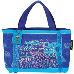 Laurel Burch Mini Bag 11"X3"X8"-Indigo Cats