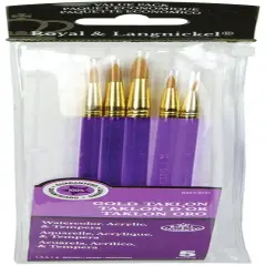 Royal & Langnickel(R) Gold Taklon Value Pack Brush Set-5/Pkg