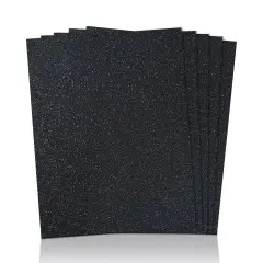FabricLA | 9x12 inches Glitter Acrylic Felt Fabric Sheets | 1.6mm Thick 5 pieces black