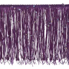 20 Yards of 6" Starlight Hologram Sequin Chainette Fringe Trim | 20 yard cut Purple