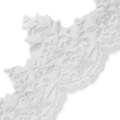 10 yards of Brenda 7 1/2" Polyester Embroidered Lace Trim | 10 yard cut White