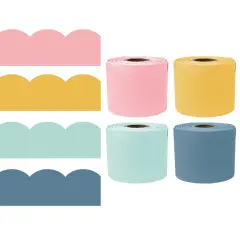 Carson Dellosa 260Ft Rolled Happy Day Bulletin Board Border Set, 4 Pack of Scalloped Border Trim, Yellow, Blue, Green, and Pink Bulletin Board Borders for White Board, Cork Board, and Classroom D&eacute;cor
