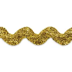 10 yards of 1" Metallic Large Ric Rac Trim | 10 yard cut Metallic Gold