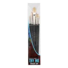 Creative Mark Pro Stroke Premium White Chungking Hog Bristle Artist Paint Brush - Try-Me Set of 7 - Natural Bristle Brush w/ Great Control Suitable for Oils, Watercolors, Acrylics, Alkyds, Caseins