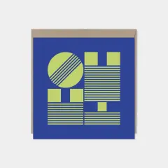 Oh Hi! Modern Geo Typography Card, Blue