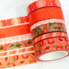 Peaches Orange Cream Peach Colored Spring Washi Tape Set June 2024 - W110