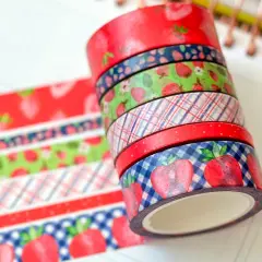 Strawberry Summer Red Pink Fruits Strawberries Washi Tape Set July 2024 - W112