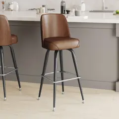 Emma and Oliver Metal Barstool with Swivel Bucket Seat Weathered Brown