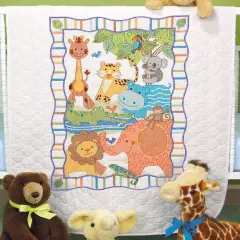 Dimensions Baby Hugs Quilt Stamped Cross Stitch Kit 34"X43"-Mod Zoo