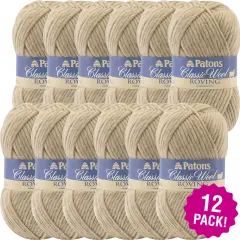 Multipack of 12 - Patons Classic Wool Roving Yarn-Natural