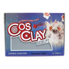 Cosclay Sculpt Flexible Polymer Clay - Gray, Medium Firm, 1 lb