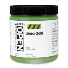 Golden Open Acrylics - Green Gold, 8 oz Jar